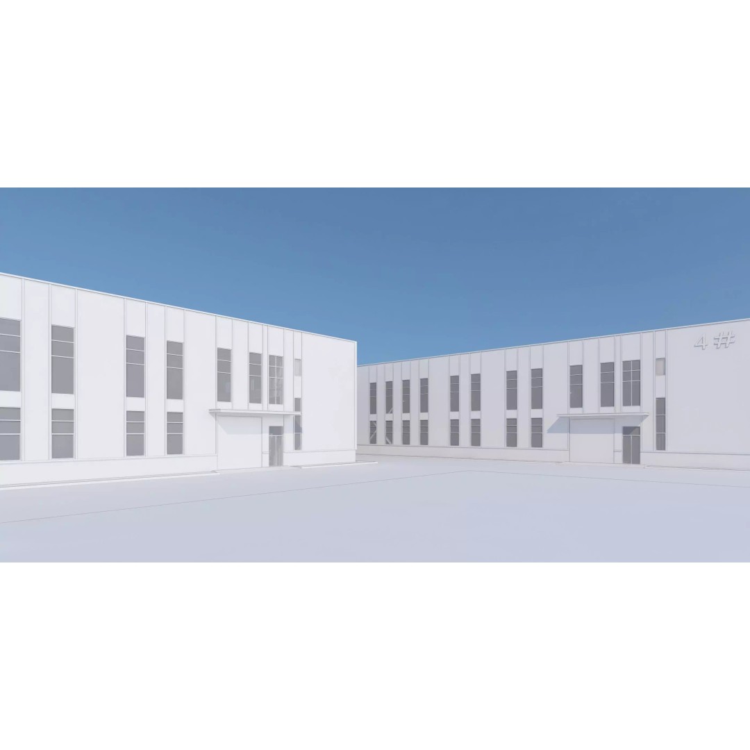 Industrial Building Factory 3D Model – Detailed Game-Ready Asset, FBX, OBJ - View 10