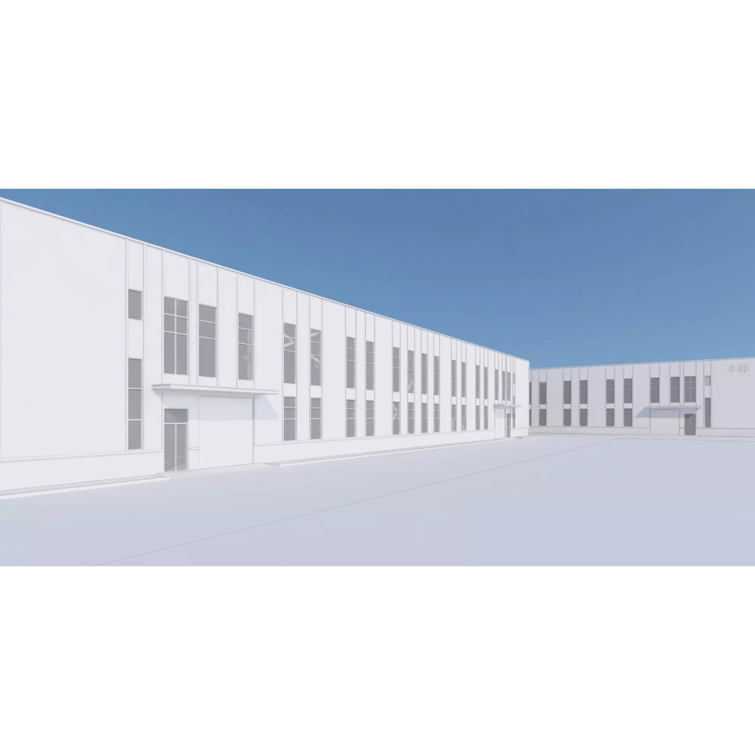 Industrial Building Factory 3D Model – Detailed Game-Ready Asset, FBX, OBJ - View 11