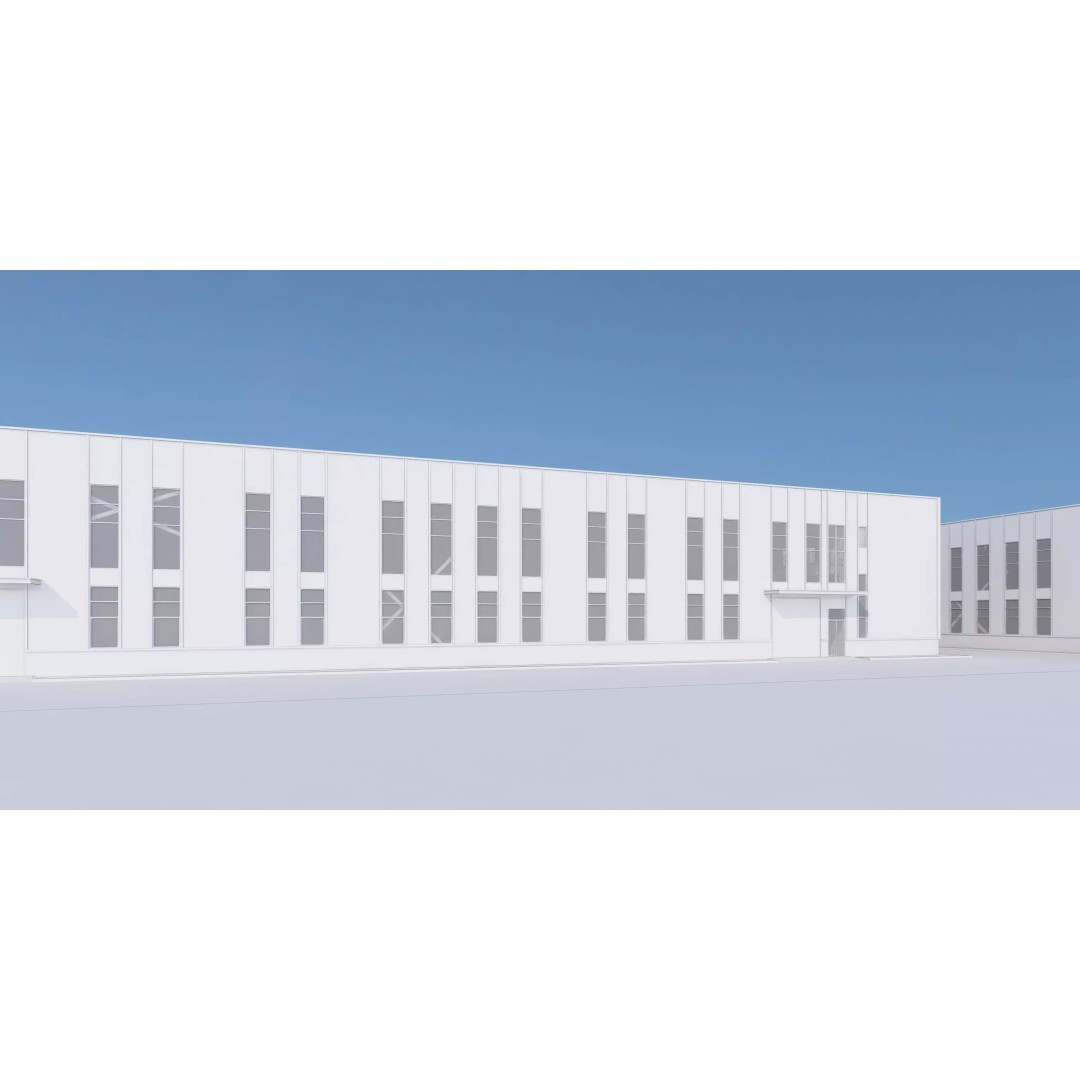 Industrial Building Factory 3D Model – Detailed Game-Ready Asset, FBX, OBJ - View 9