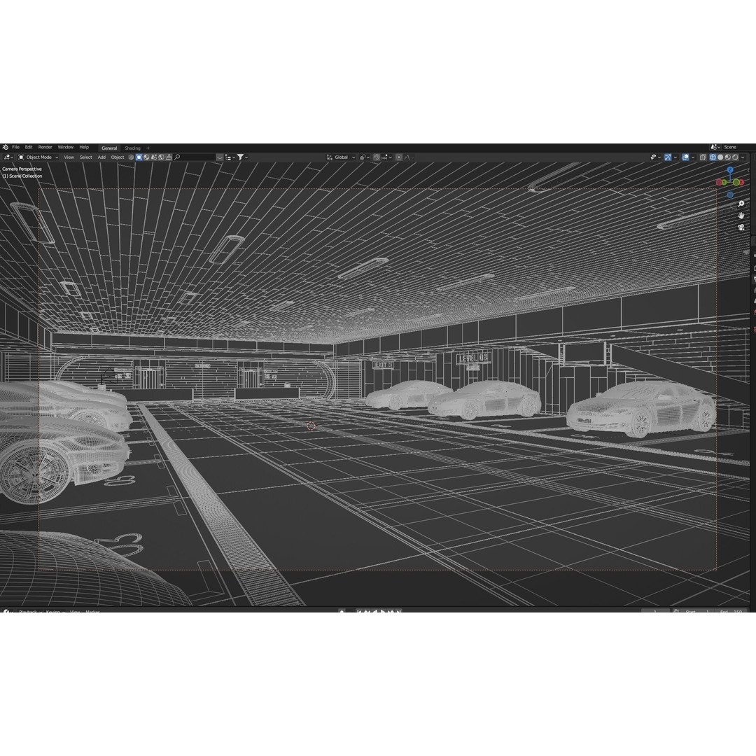 Modern Underground Luxury Car Park 3D Model – High Poly Garage Asset, Blender, FBX, OBJ