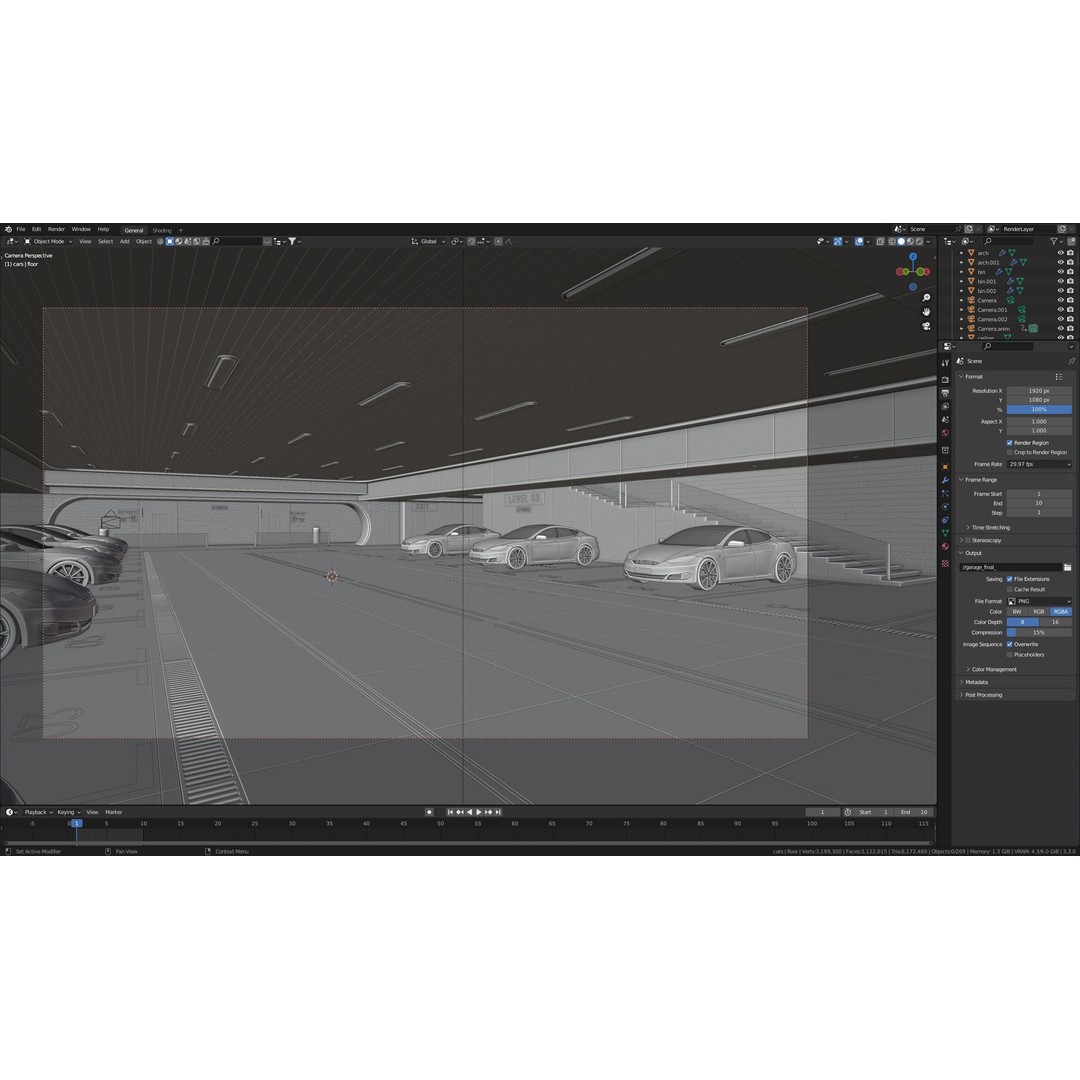 Modern Underground Luxury Car Park 3D Model – High Poly Garage Asset, Blender, FBX, OBJ - View 12