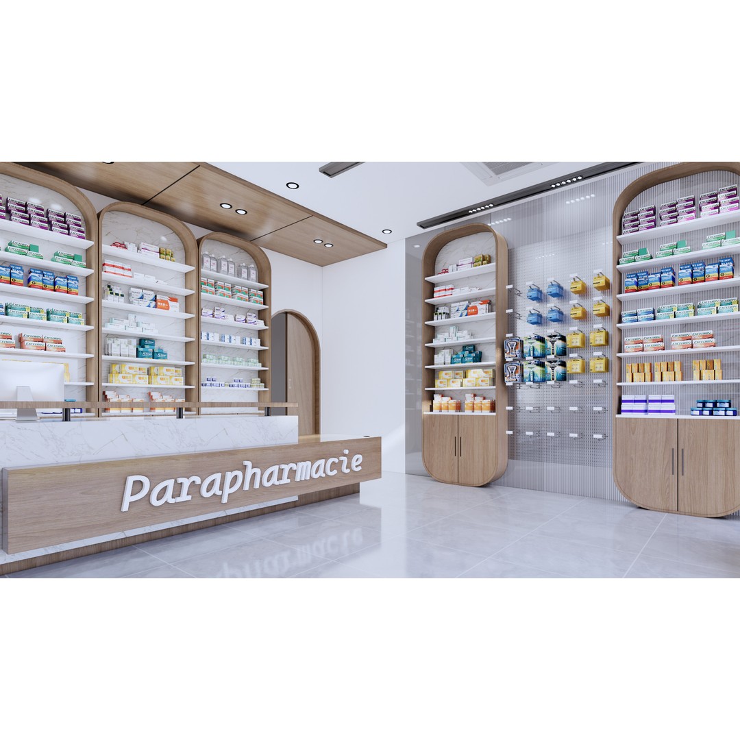 Modern Pharmacy 3D Model – Realistic Low Poly Interior, FBX, OBJ