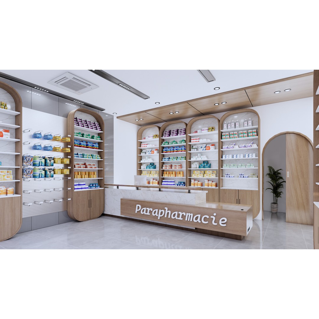 Modern Pharmacy 3D Model – Realistic Low Poly Interior, FBX, OBJ - View 3