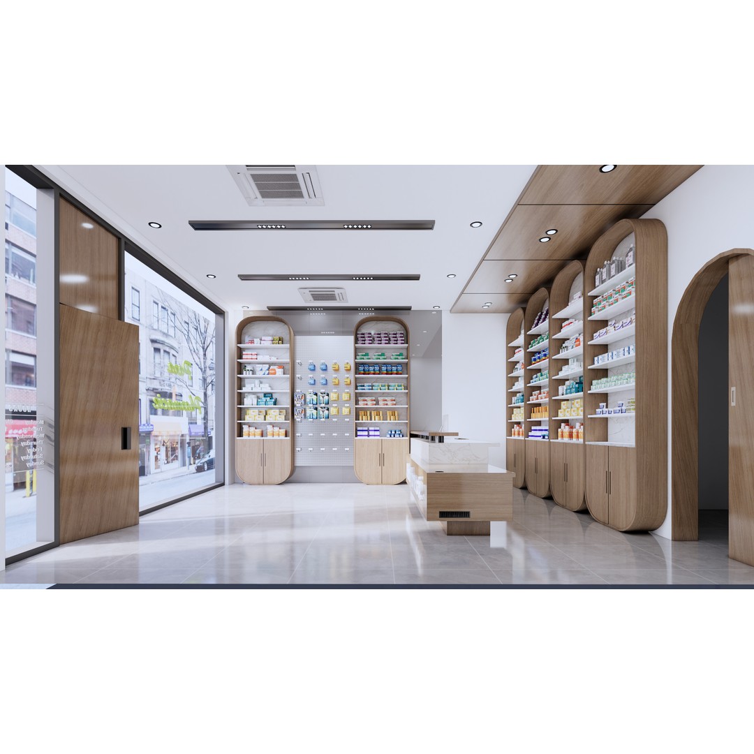 Modern Pharmacy 3D Model – Realistic Low Poly Interior, FBX, OBJ - View 4