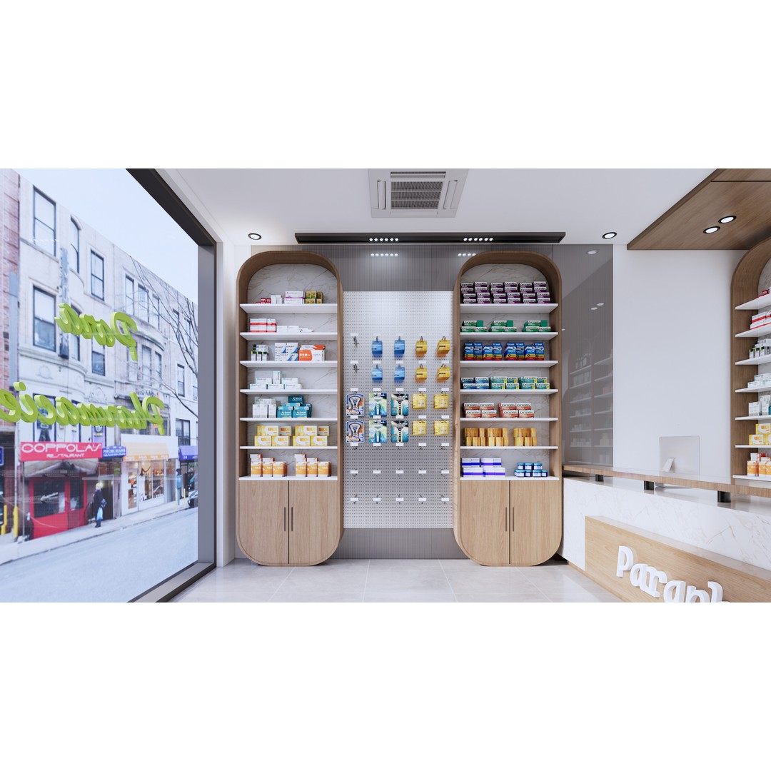 Modern Pharmacy 3D Model – Realistic Low Poly Interior, FBX, OBJ - View 5