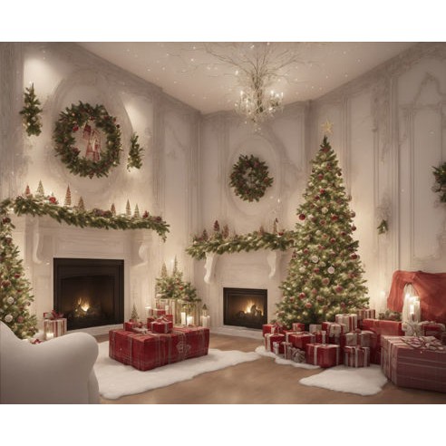 Christmas Interior Scenes 3D Model – Digital Backdrop Textures, FBX - View 12