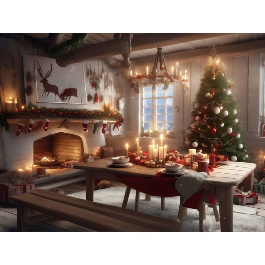 Christmas Interior Scenes 3D Model – Digital Backdrop Textures, FBX - View 14