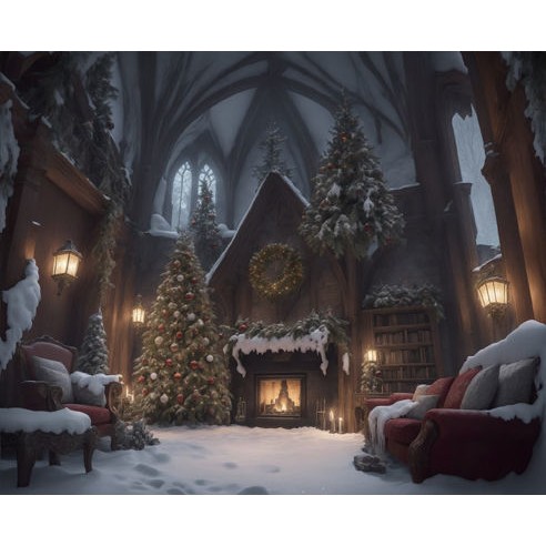 Christmas Interior Scenes 3D Model – Digital Backdrop Textures, FBX - View 15