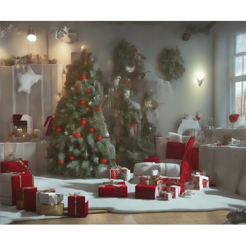 Christmas Interior Scenes 3D Model – Digital Backdrop Textures, FBX - View 17