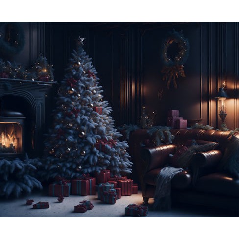 Christmas Interior Scenes 3D Model – Digital Backdrop Textures, FBX - View 24