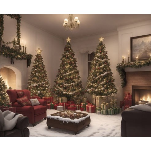 Christmas Interior Scenes 3D Model – Digital Backdrop Textures, FBX - View 29