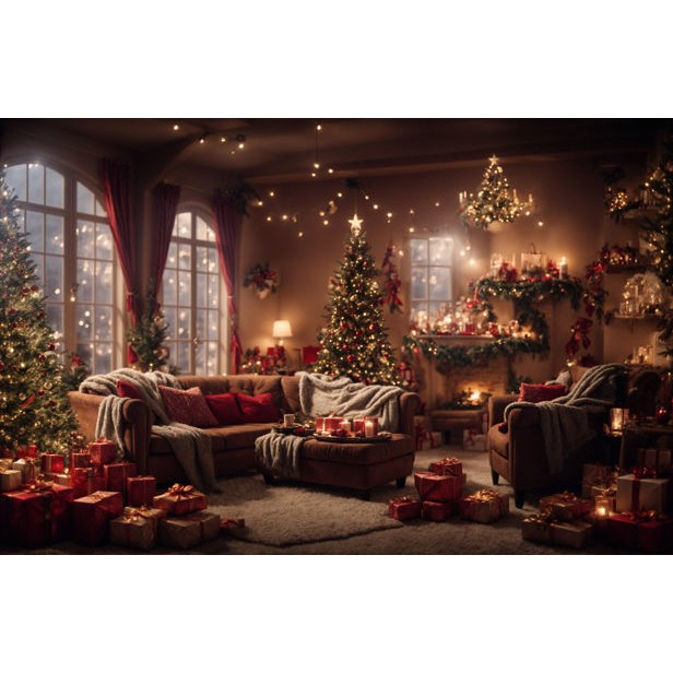 Christmas Interior Scenes 3D Model – Digital Backdrop Textures, FBX - View 3