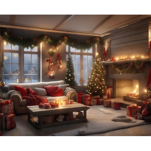Christmas Interior Scenes 3D Model – Digital Backdrop Textures, FBX - View 5