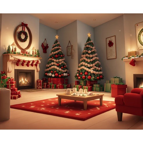 Christmas Interior Scenes 3D Model – Digital Backdrop Textures, FBX - View 7