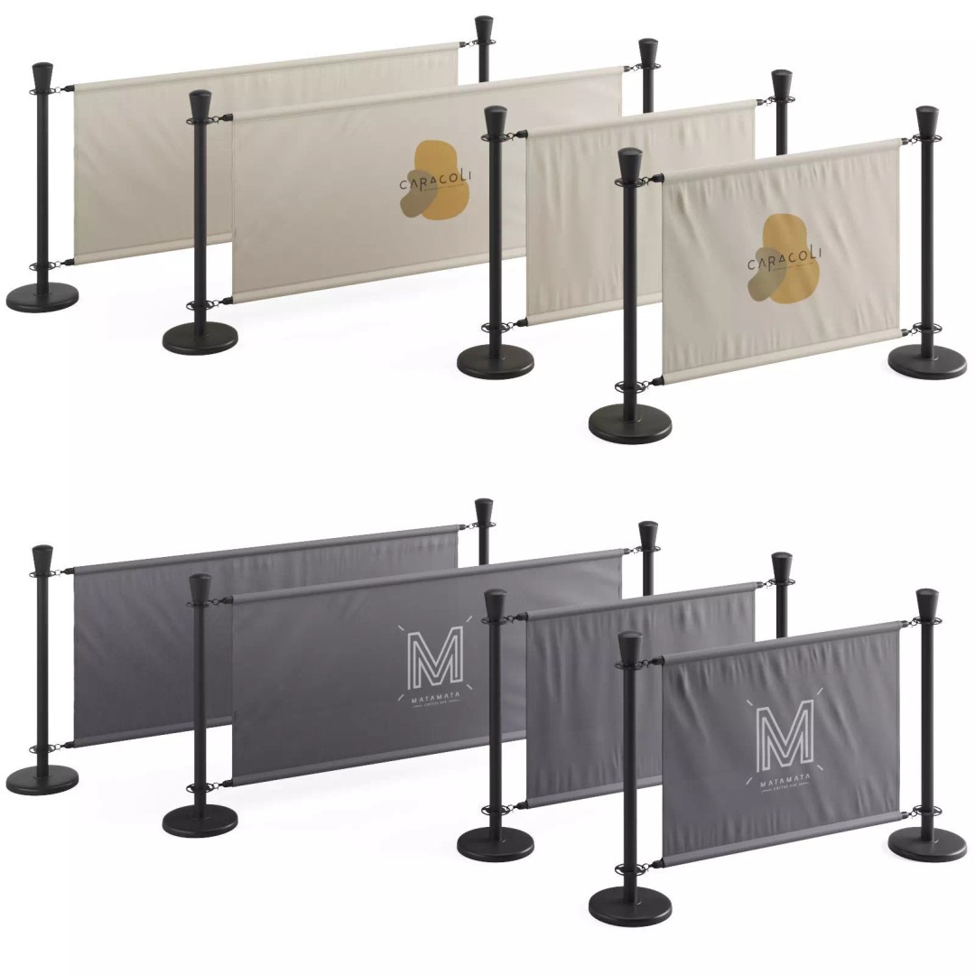 Cafe Barrier Modular Set 3D Model – PBR Outdoor Furniture, FBX - View 4