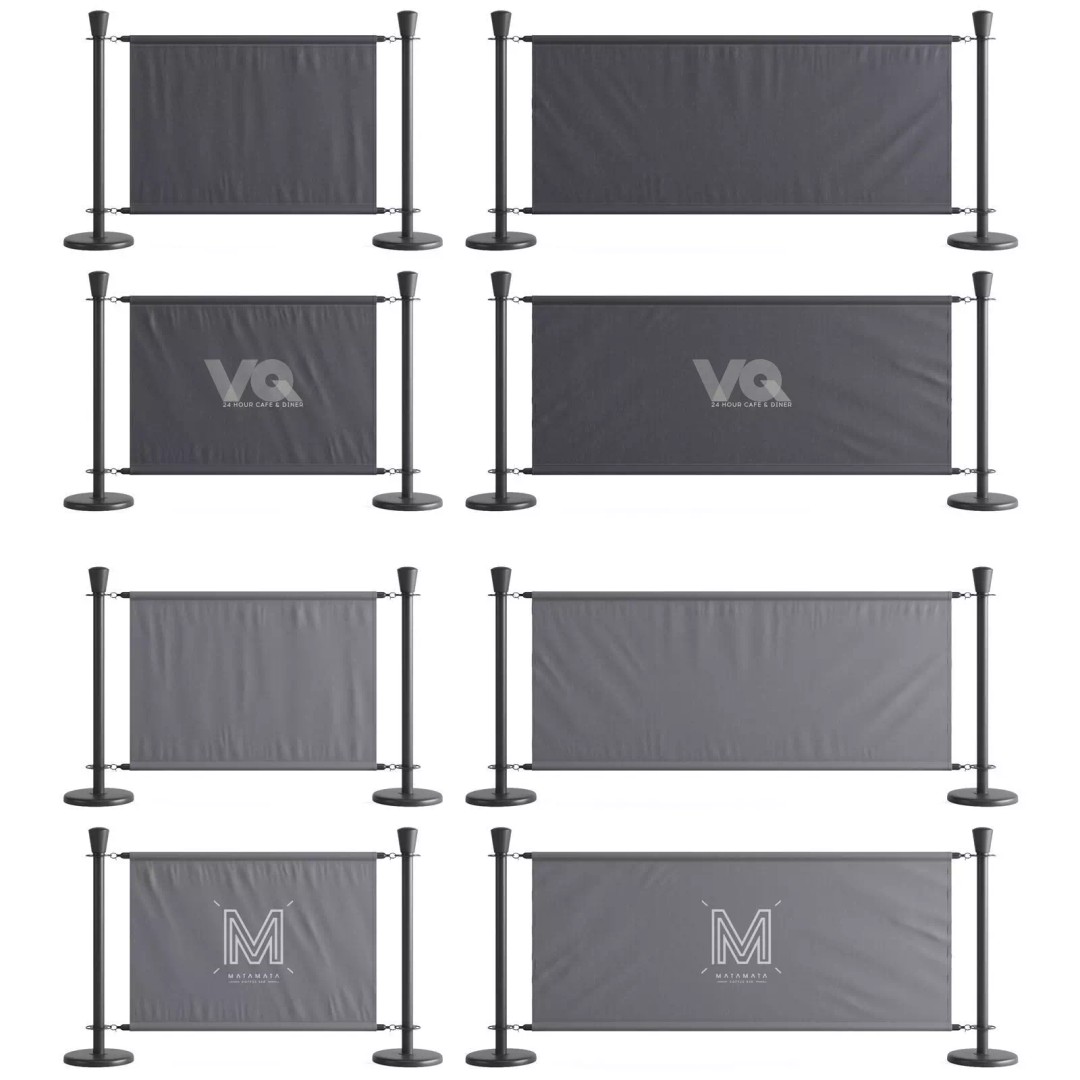 Cafe Barrier Modular Set 3D Model – PBR Outdoor Furniture, FBX - View 7