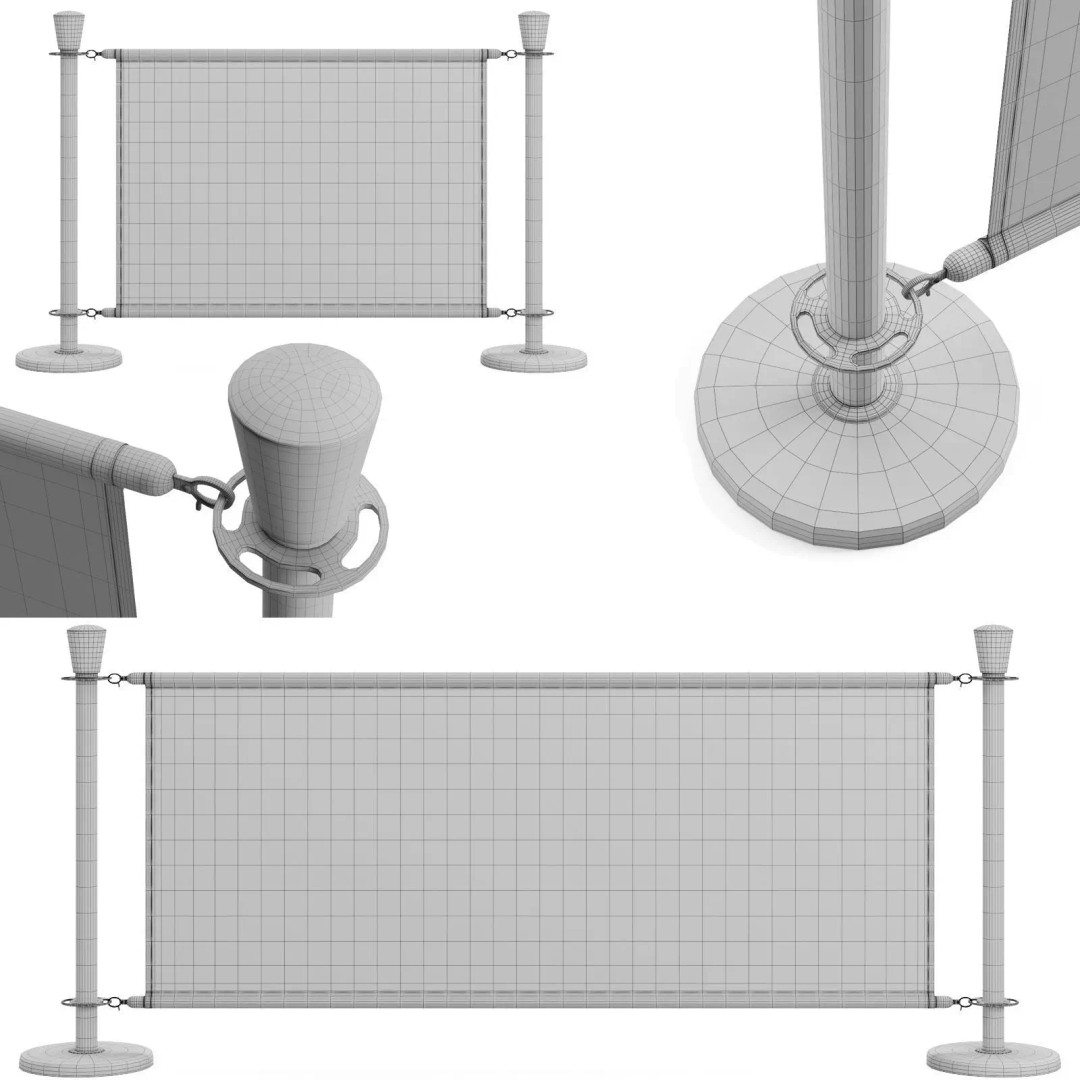Cafe Barrier Modular Set 3D Model – PBR Outdoor Furniture, FBX - View 8