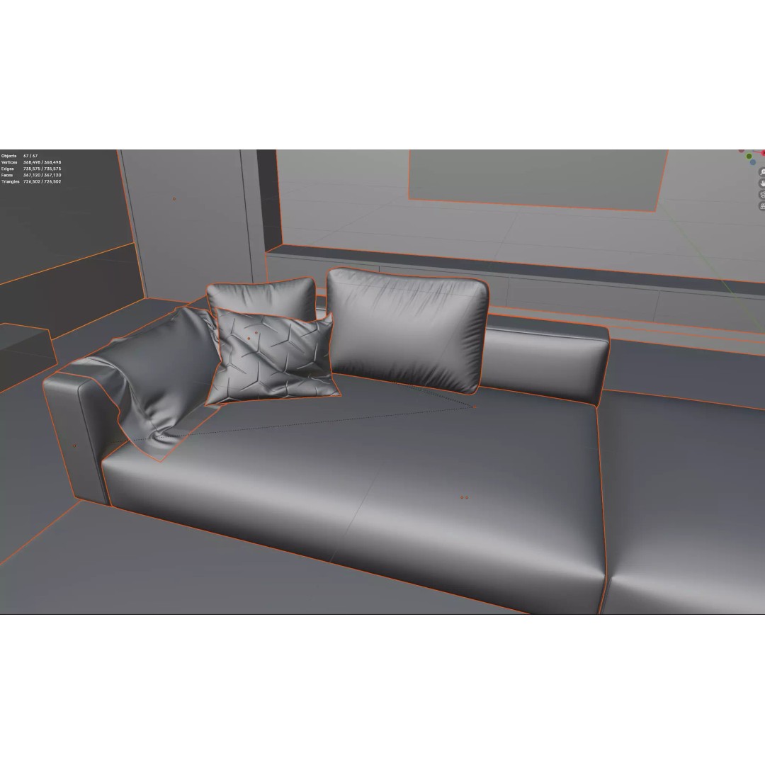 Modern Living Room 3D Model – High-Quality Interior Asset, Blender, FBX, OBJ