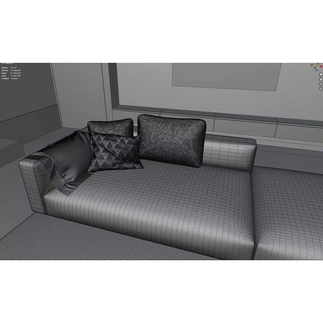 Modern Living Room 3D Model – High-Quality Interior Asset, Blender, FBX, OBJ - View 7