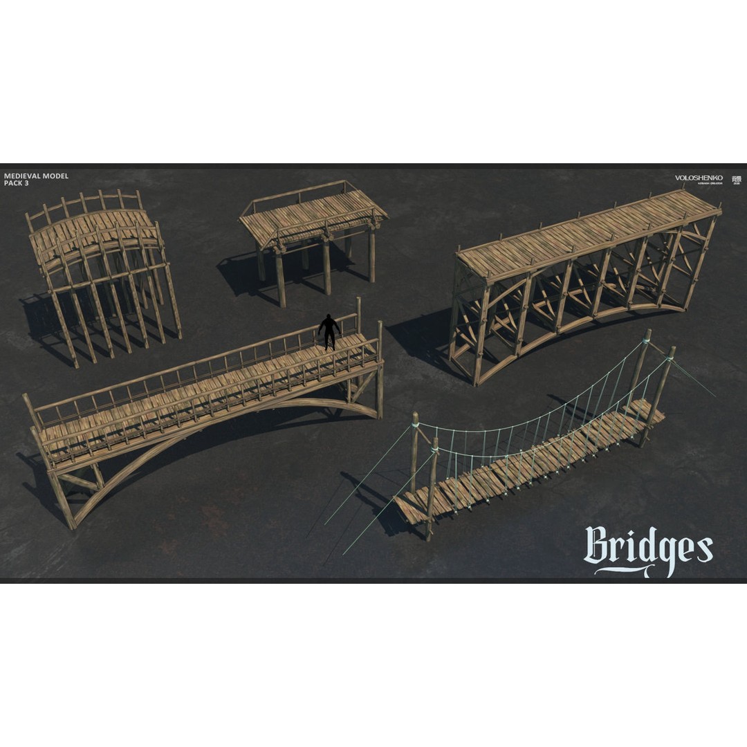 Medieval Collection 3D Model – Historic Architectural Props, FBX