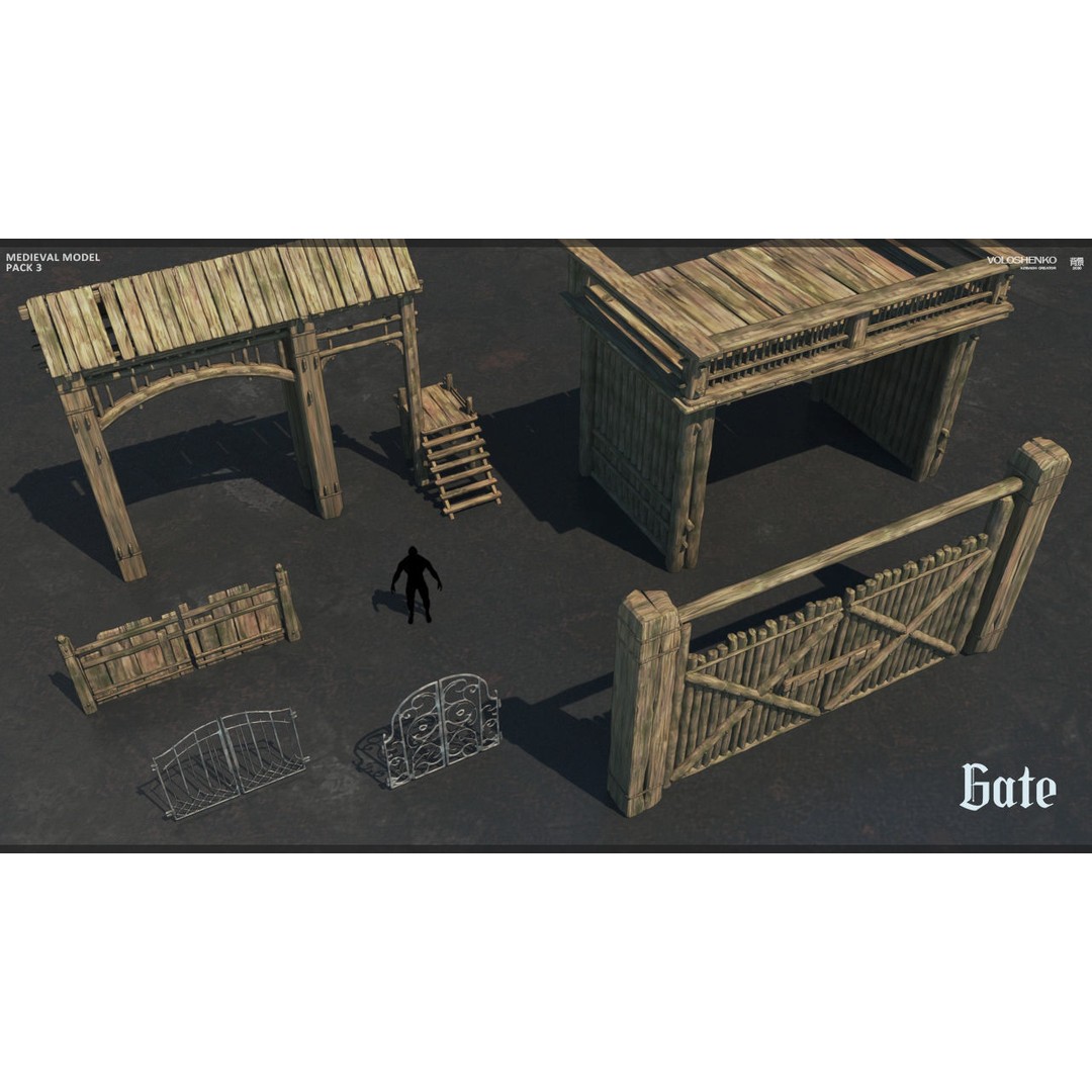 Medieval Collection 3D Model – Historic Architectural Props, FBX - View 11