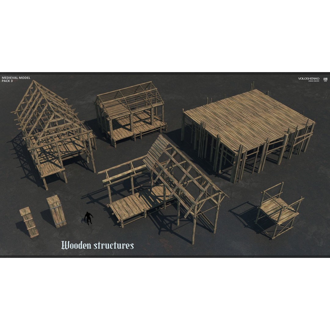 Medieval Collection 3D Model – Historic Architectural Props, FBX - View 3