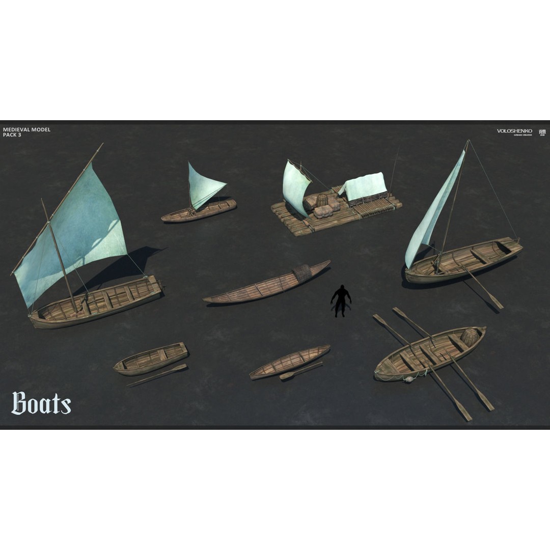 Medieval Collection 3D Model – Historic Architectural Props, FBX - View 5