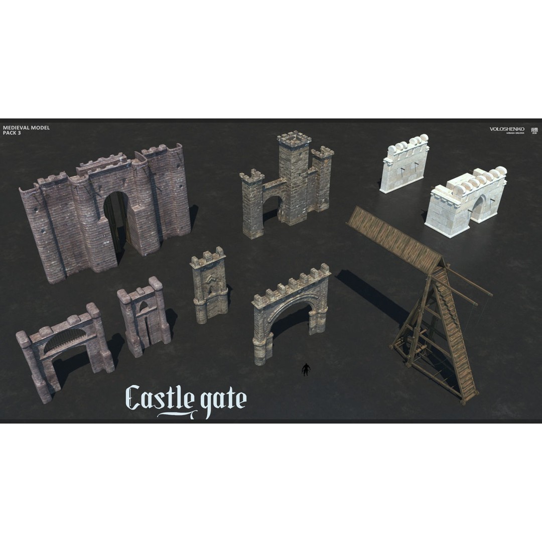 Medieval Collection 3D Model – Historic Architectural Props, FBX - View 8