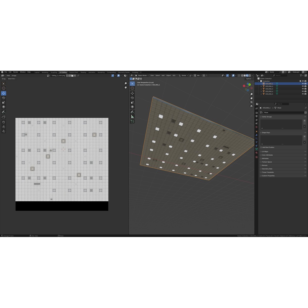 Office Ceiling Texture Pack 3D Model – Low Poly PBR Materials, FBX, OBJ