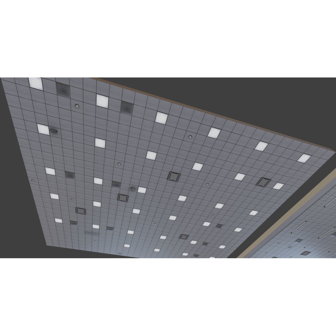 Office Ceiling Texture Pack 3D Model – Low Poly PBR Materials, FBX, OBJ - View 3