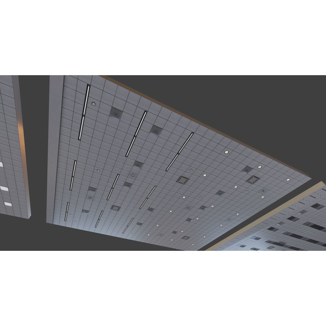 Office Ceiling Texture Pack 3D Model – Low Poly PBR Materials, FBX, OBJ - View 4