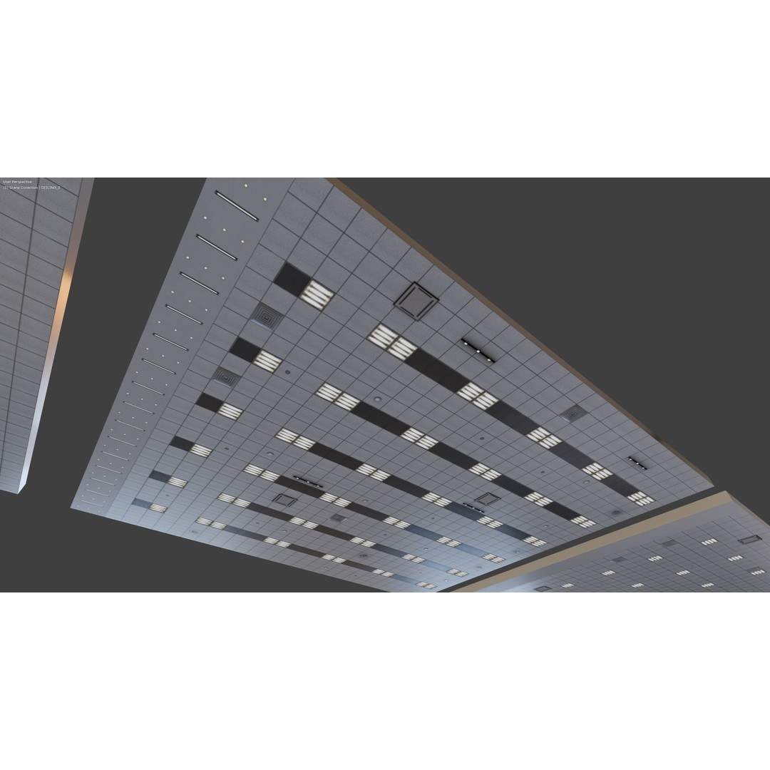Office Ceiling Texture Pack 3D Model – Low Poly PBR Materials, FBX, OBJ - View 5