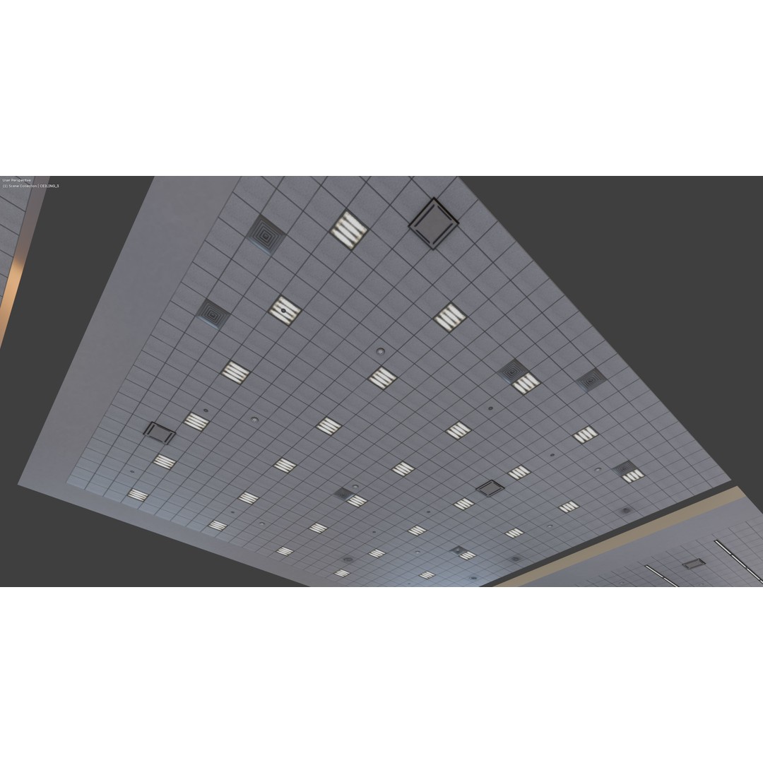 Office Ceiling Texture Pack 3D Model – Low Poly PBR Materials, FBX, OBJ - View 6