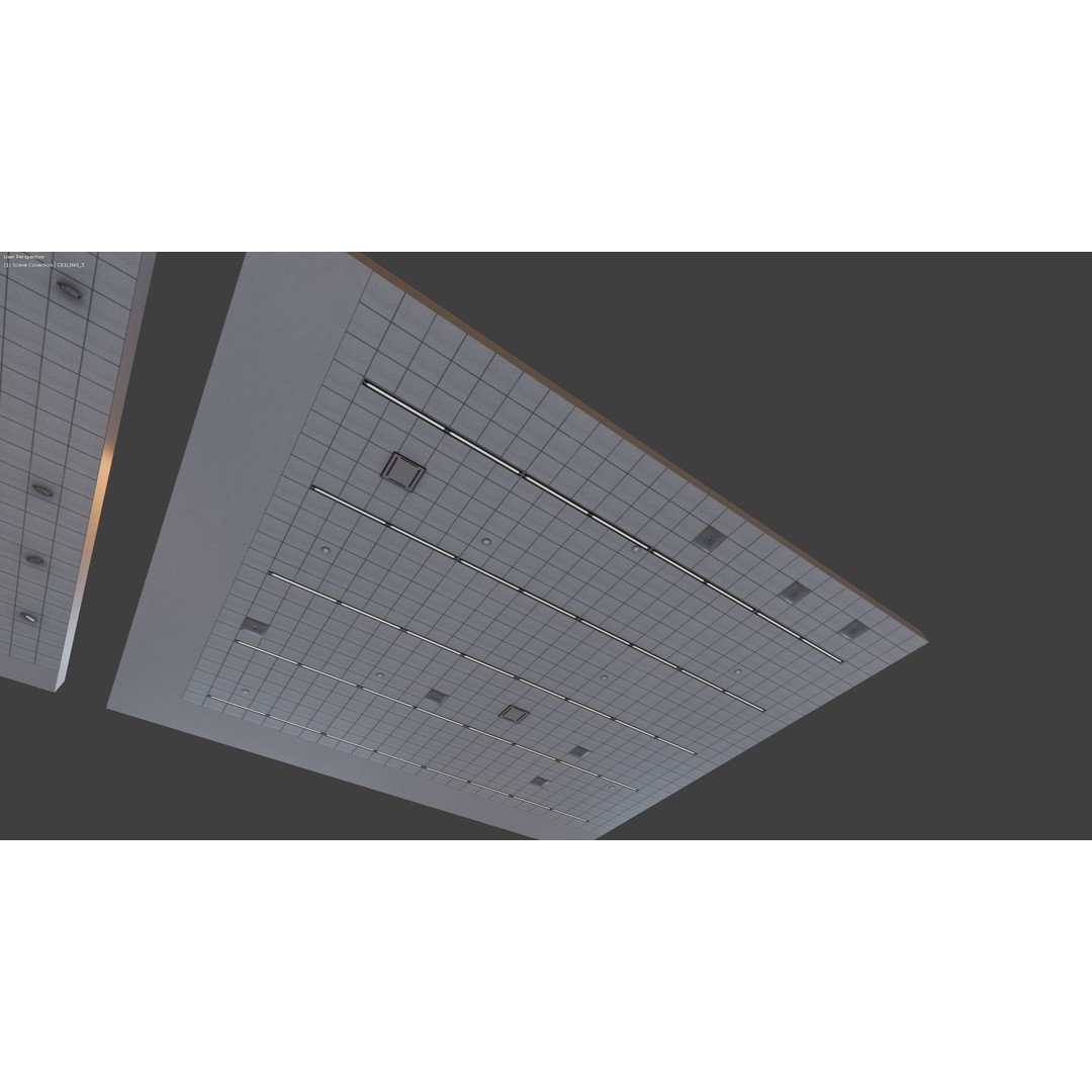 Office Ceiling Texture Pack 3D Model – Low Poly PBR Materials, FBX, OBJ - View 7