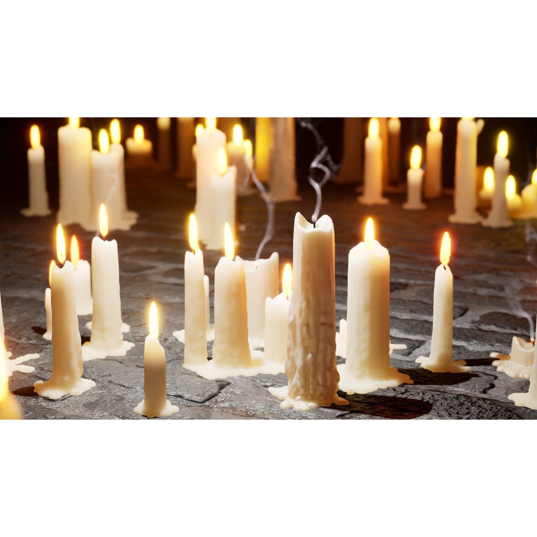 Candle 3D Model – High-Quality Wax Decor with Flame Effects - View 8