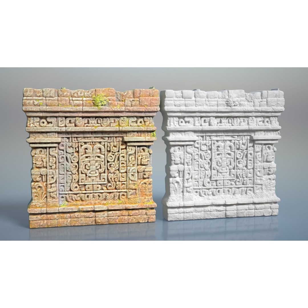Mayan Temple Walls 3D Model – Low Poly Architectural Asset, FBX - View 5