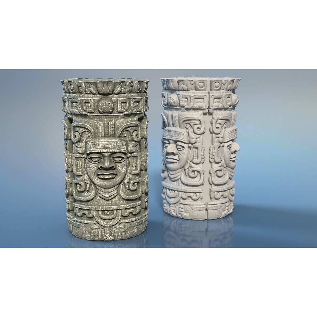 Mayan Pillar Temple 3D Model – Low Poly Modular Asset, FBX, Blender