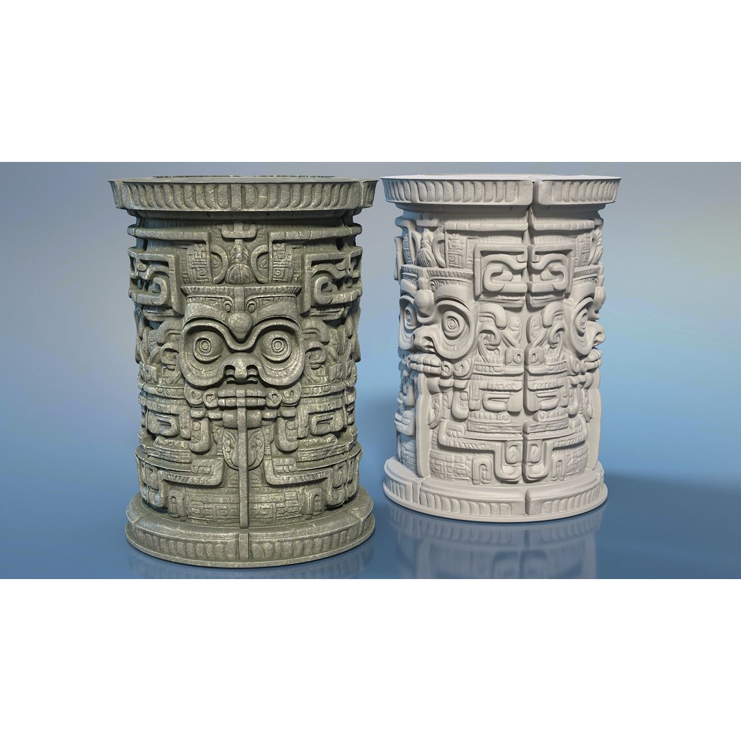 Mayan Pillar Temple 3D Model – Low Poly Modular Asset, FBX, Blender - View 27