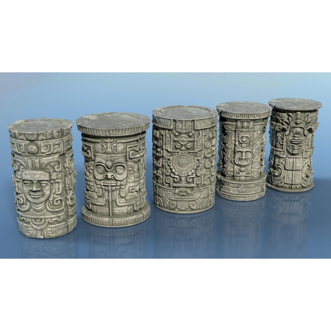 Mayan Pillar Temple 3D Model – Low Poly Modular Asset, FBX, Blender - View 9
