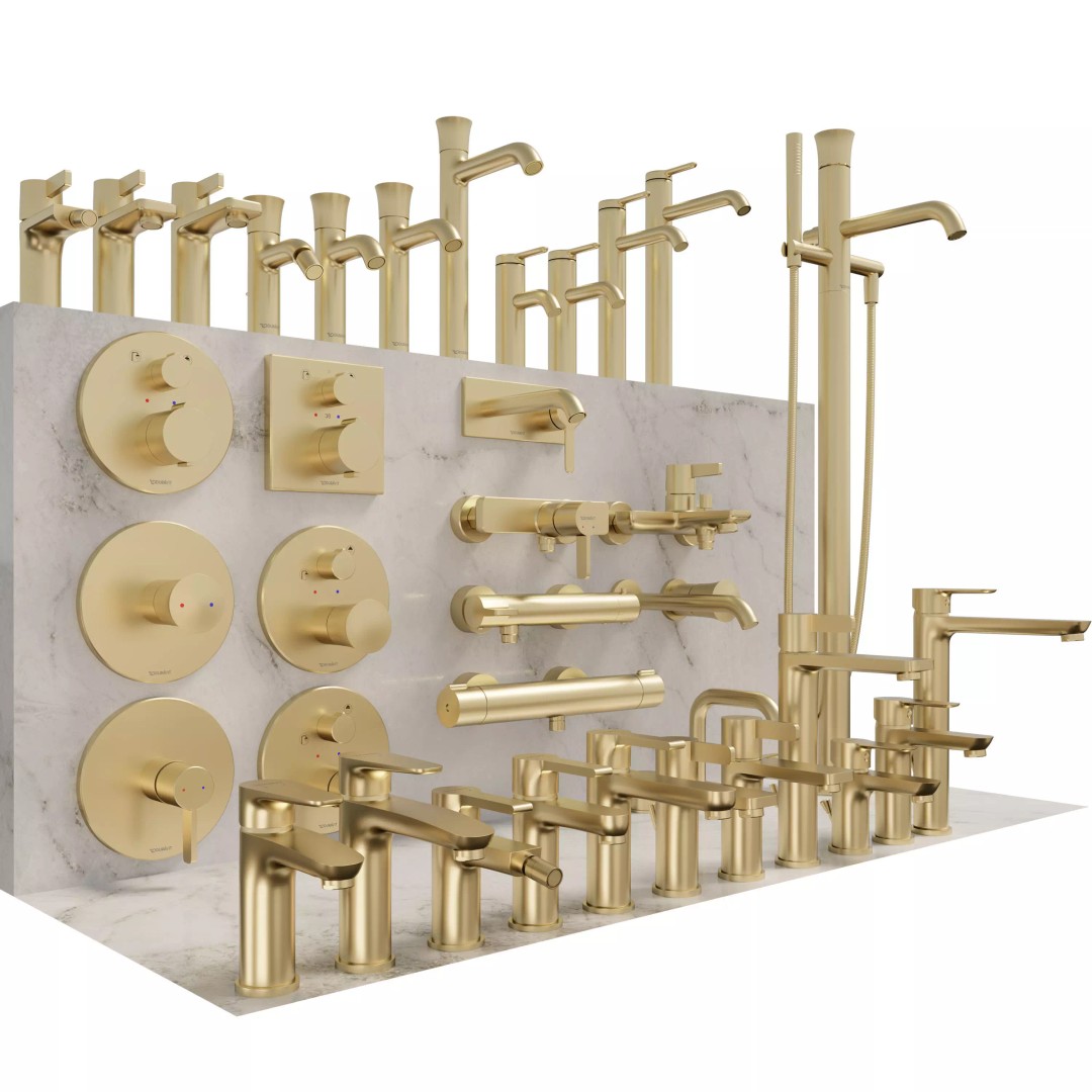 Bathroom Faucets Taps Set 3D Model – Contemporary Fixtures, FBX, OBJ - View 3