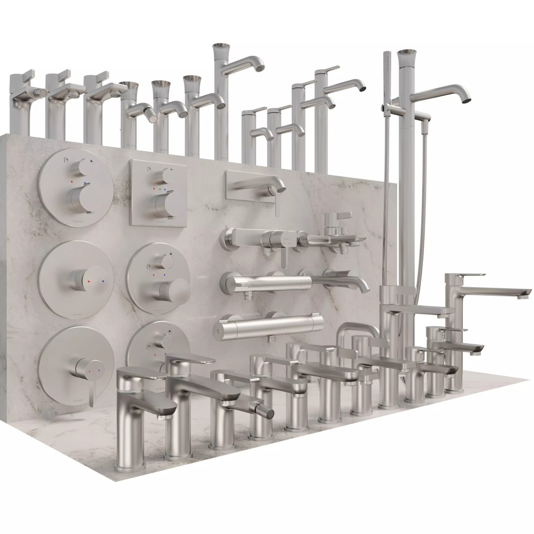 Bathroom Faucets Taps Set 3D Model – Contemporary Fixtures, FBX, OBJ - View 5