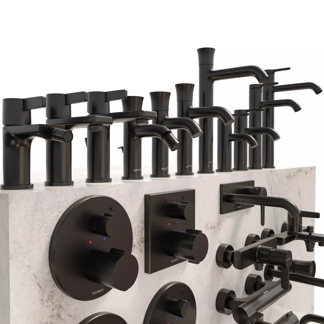 Bathroom Faucets Taps Set 3D Model – Contemporary Fixtures, FBX, OBJ - View 7