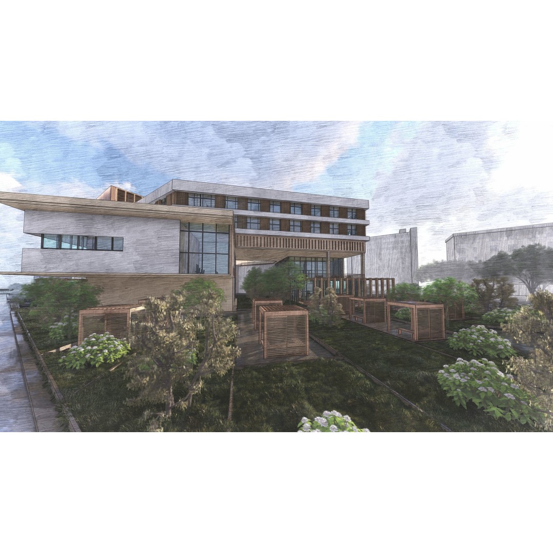 Modern Emergency Hospital 3D Model – Architectural Design, Revit & Lumion - View 3