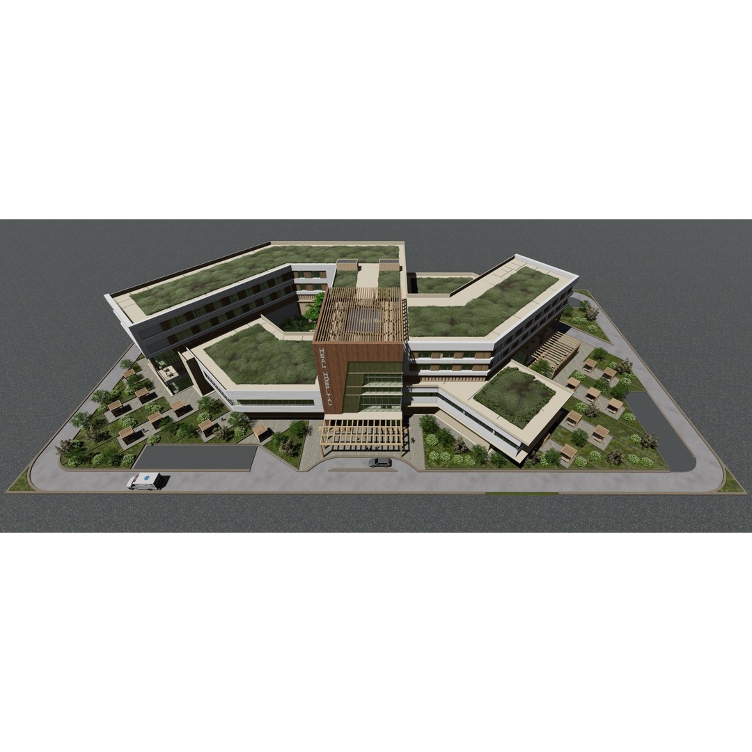 Modern Emergency Hospital 3D Model – Architectural Design, Revit & Lumion - View 4