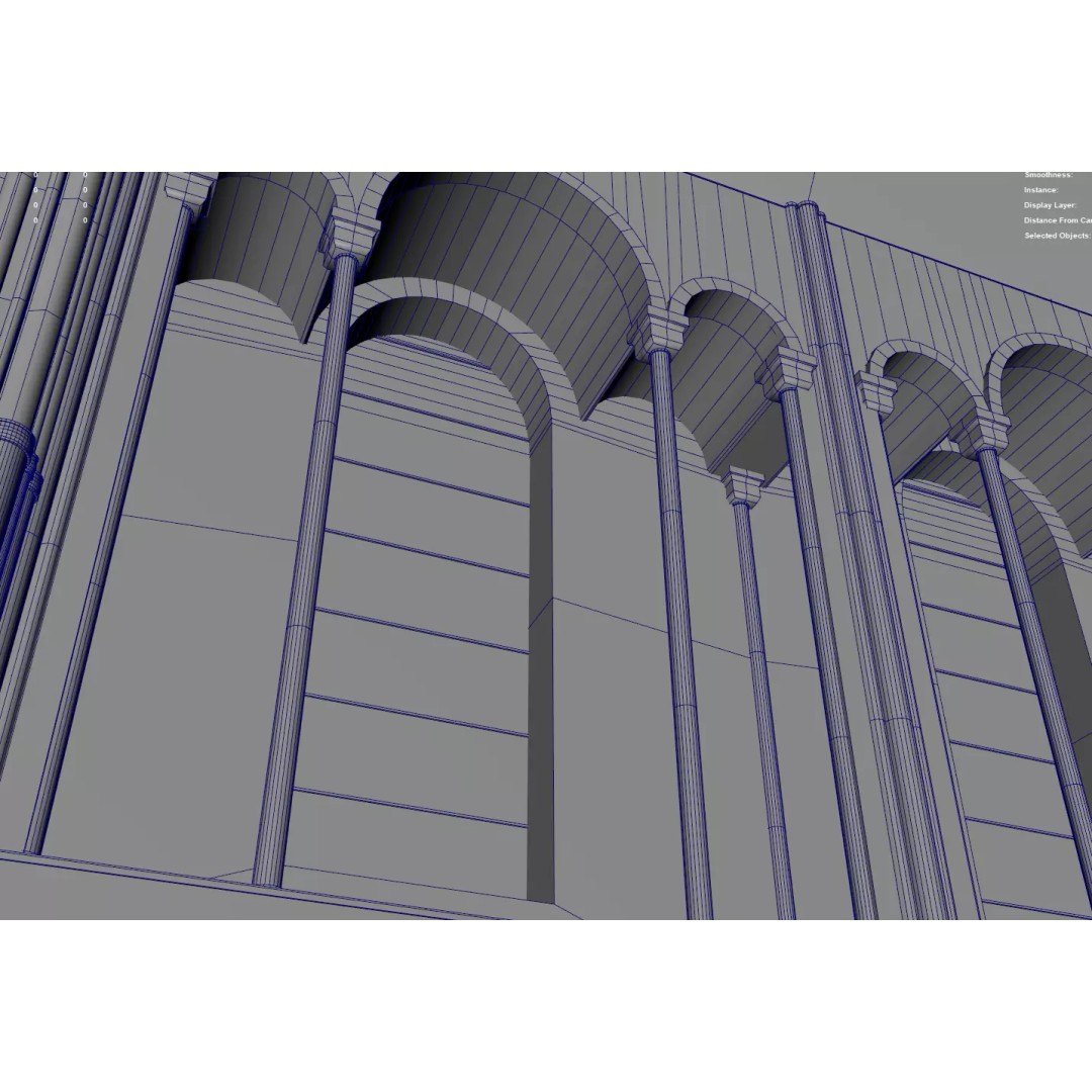 Romanesque Nave 3D Model – Low Poly Architectural Asset, FBX