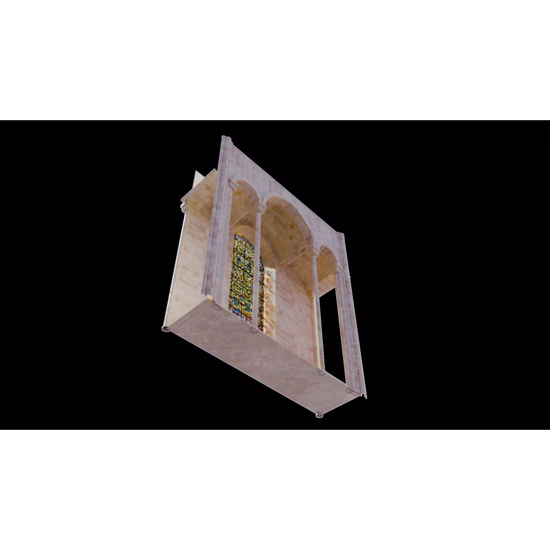 Romanesque Nave 3D Model – Low Poly Architectural Asset, FBX - View 10