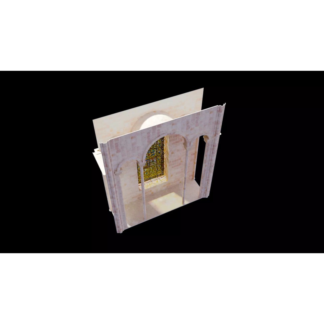 Romanesque Nave 3D Model – Low Poly Architectural Asset, FBX - View 11