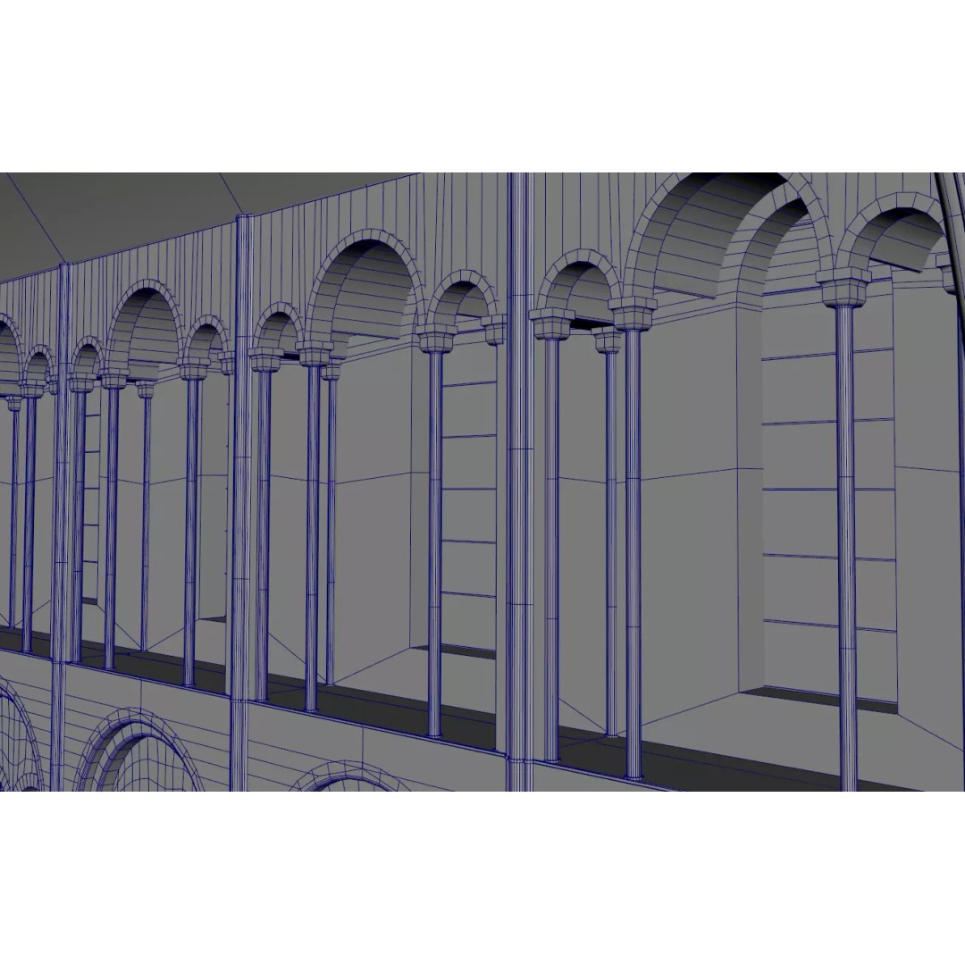 Romanesque Nave 3D Model – Low Poly Architectural Asset, FBX - View 12