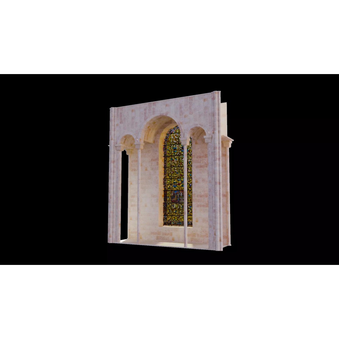 Romanesque Nave 3D Model – Low Poly Architectural Asset, FBX - View 2