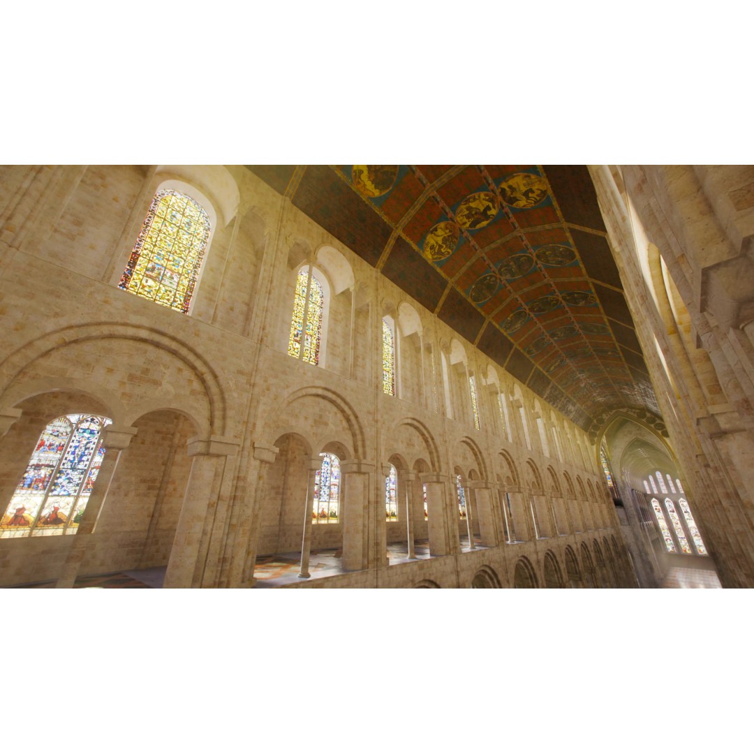 Romanesque Nave 3D Model – Low Poly Architectural Asset, FBX - View 3